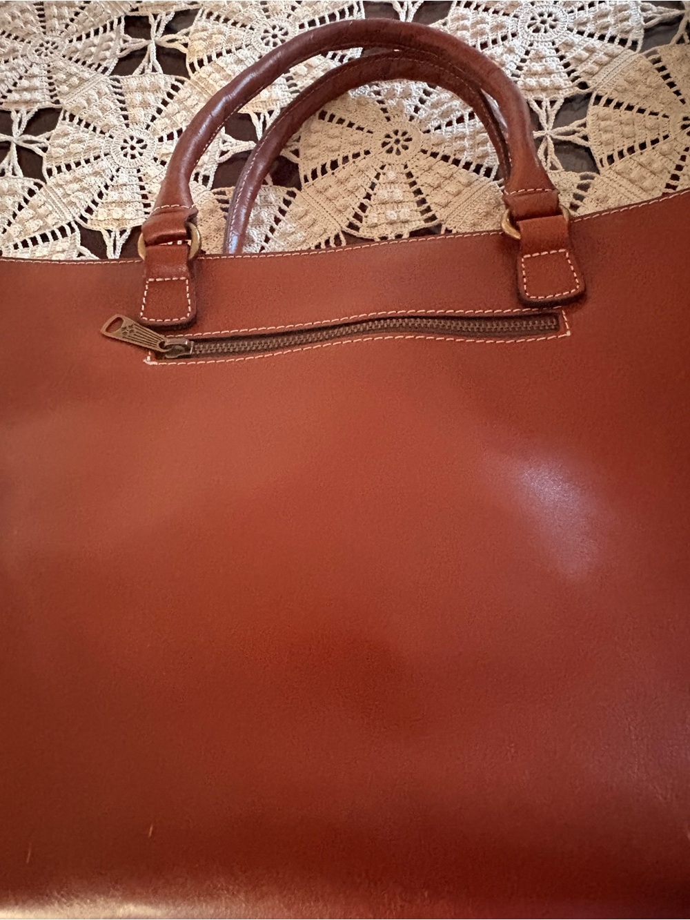 Patricia Nash Cognac Leather Shoulder Tote with Stud Trim - Picture 15 of 16